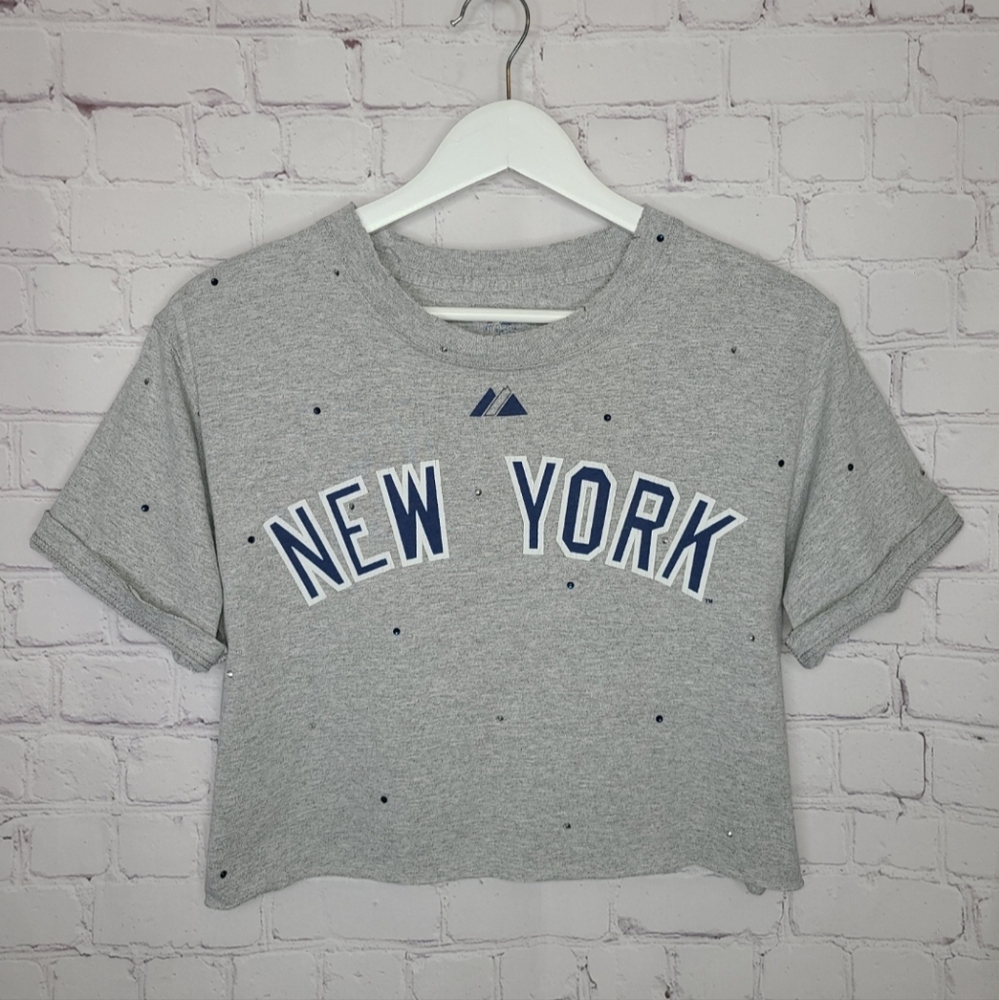 New York Yankees Crop Top W/Rhinestones